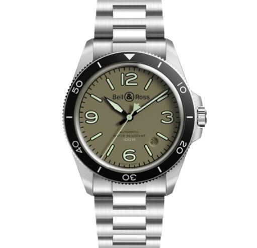 Replica Bell and Ross brv292 Watch BR V2-92 MILITARY GREEN Bracelet Steel BRV292-MKA-ST/SST